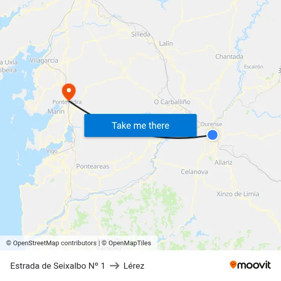 Estrada de Seixalbo Nº 1 to Lérez map