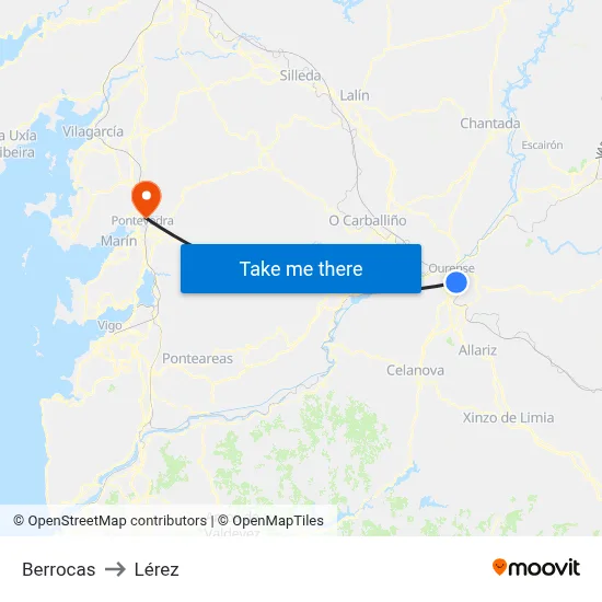 Berrocas to Lérez map