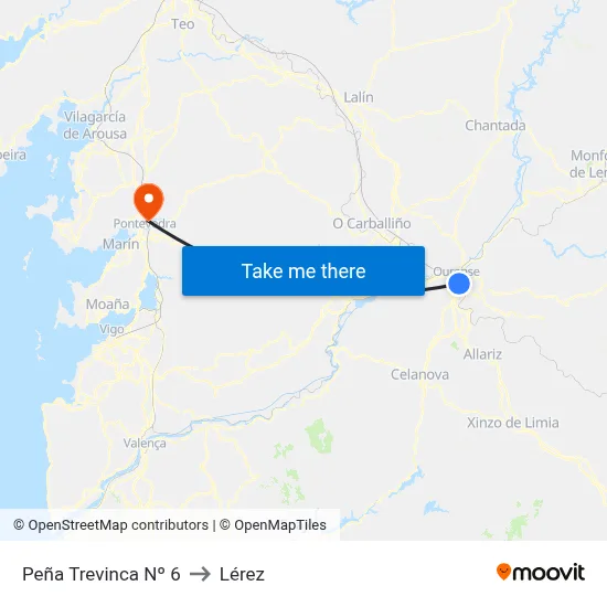 Peña Trevinca Nº 6 to Lérez map
