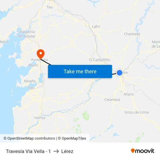 Travesía Via Vella - 1 to Lérez map
