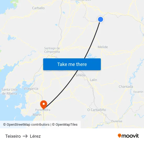 Teixeiro to Lérez map