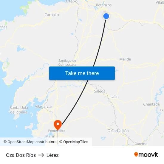 Oza Dos Ríos to Lérez map