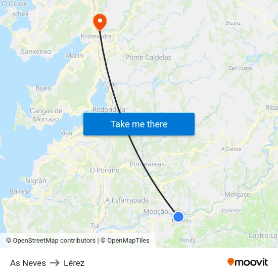 As Neves to Lérez map