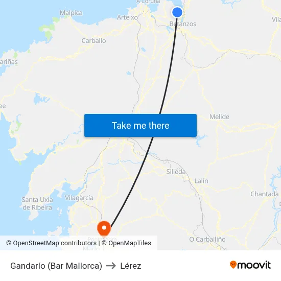 Gandarío (Bar Mallorca) to Lérez map
