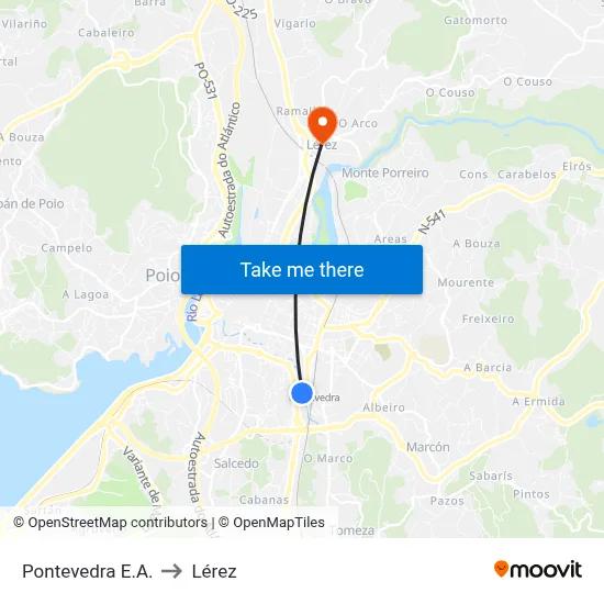 Pontevedra E.A. to Lérez map