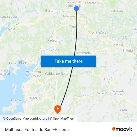 Multiusos Fontes do Sar to Lérez map