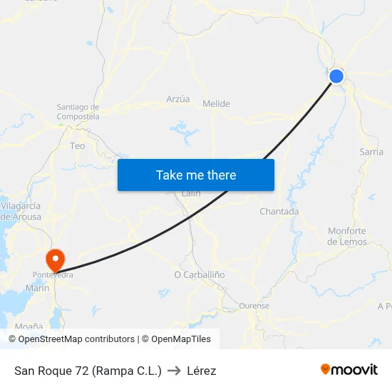 San Roque 72 (Rampa C.L.) to Lérez map