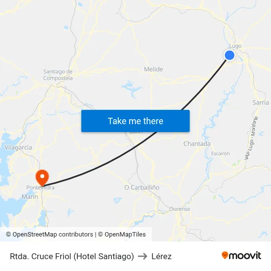 Rtda. Cruce Friol (Hotel Santiago) to Lérez map