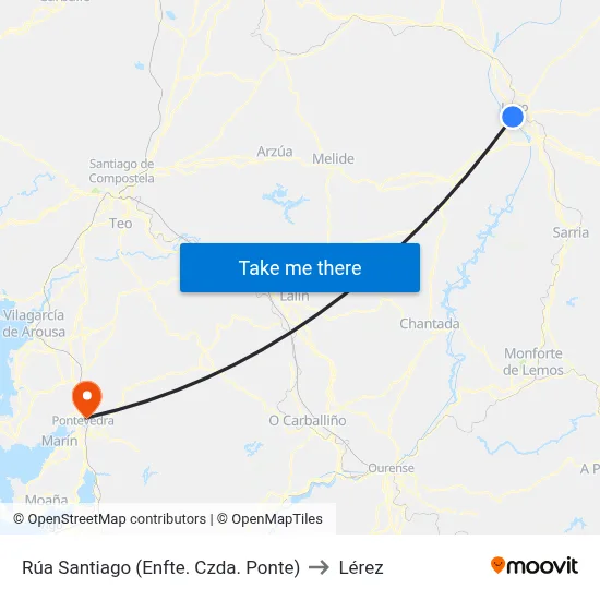 Rúa Santiago (Enfte. Czda. Ponte) to Lérez map