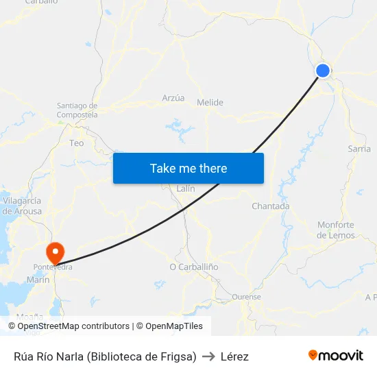 Rúa Río Narla (Biblioteca de Frigsa) to Lérez map