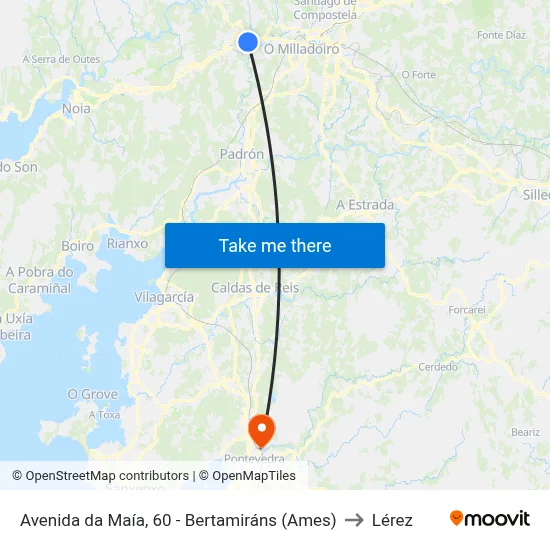 Avenida da Maía, 60 - Bertamiráns (Ames) to Lérez map