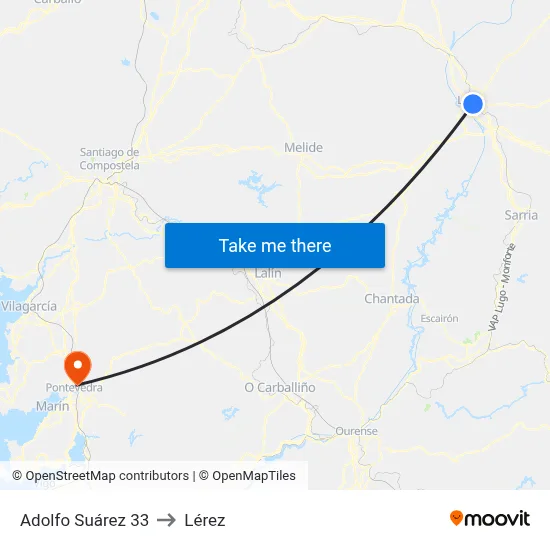 Adolfo Suárez 33 to Lérez map