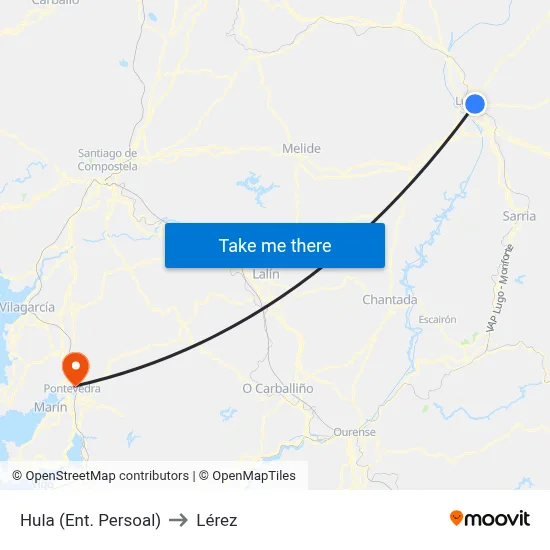 Hula (Ent. Persoal) to Lérez map