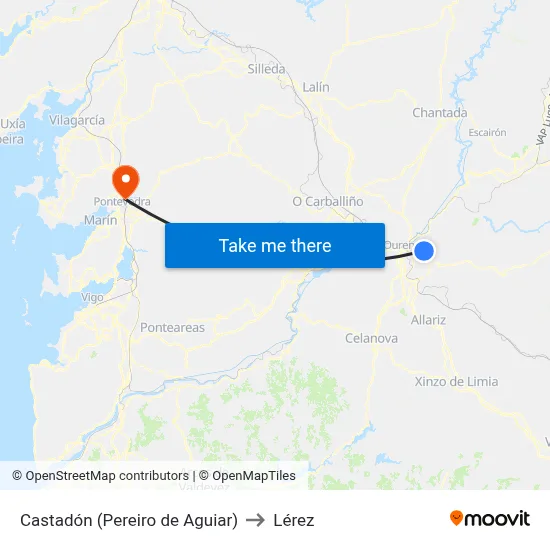Castadón (Pereiro de Aguiar) to Lérez map