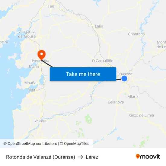 Rotonda de Valenzá (Ourense) to Lérez map