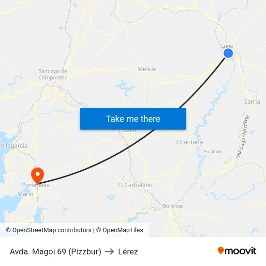 Avda. Magoi 69 (Pizzbur) to Lérez map