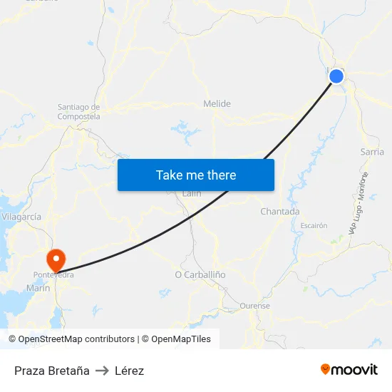 Praza Bretaña to Lérez map