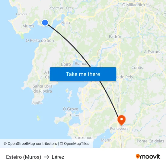 Esteiro (Muros) to Lérez map