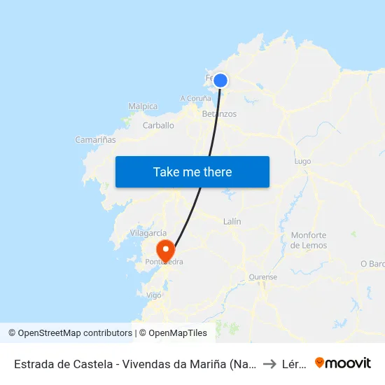 Estrada de Castela - Vivendas da Mariña (Narón) to Lérez map