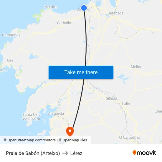 Praia de Sabón (Arteixo) to Lérez map