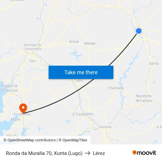 Ronda da Muralla 70, Xunta (Lugo) to Lérez map