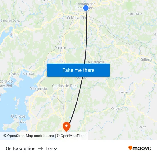 Os Basquiños to Lérez map