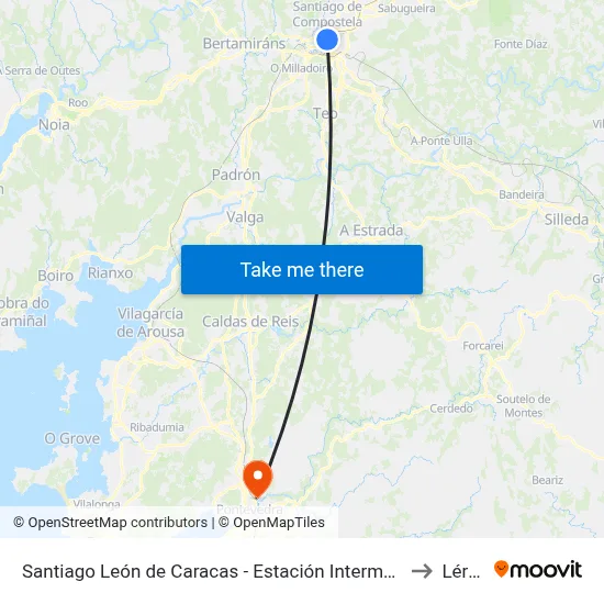 Santiago León de Caracas - Estación Intermodal to Lérez map