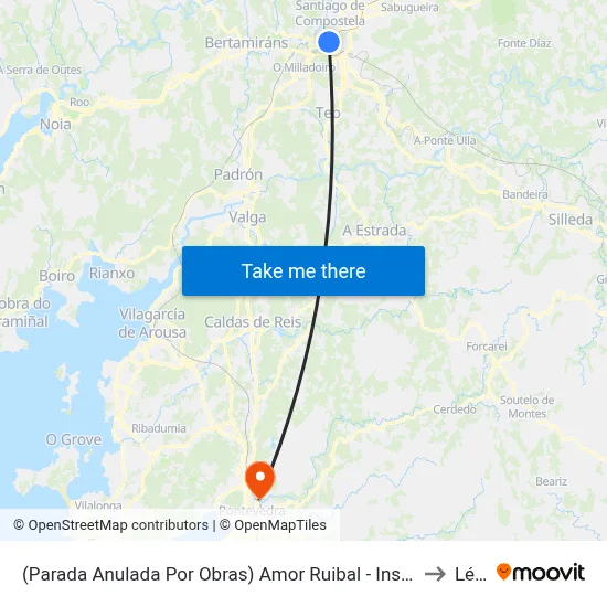 (Parada Anulada Por Obras) Amor Ruibal - Instituto Pontepedriña to Lérez map