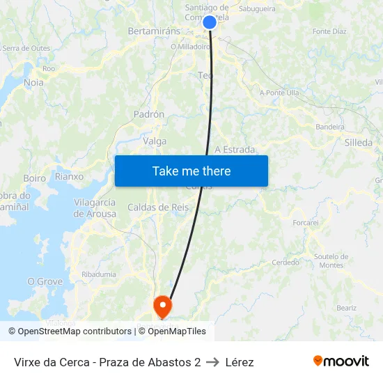 Virxe da Cerca - Praza de Abastos 2 to Lérez map