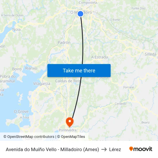 Avenida do Muíño Vello - Milladoiro (Ames) to Lérez map