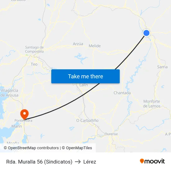 Rda. Muralla 56 (Sindicatos) to Lérez map