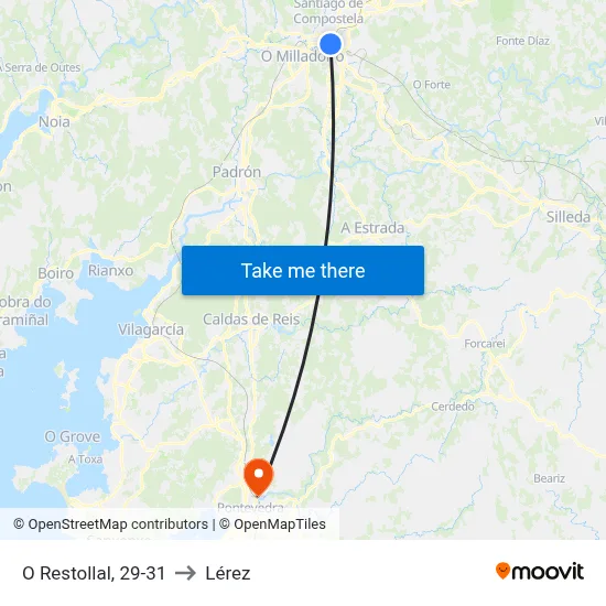 O Restollal, 29-31 to Lérez map