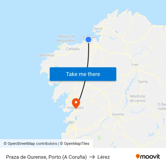 Praza de Ourense, Porto (A Coruña) to Lérez map