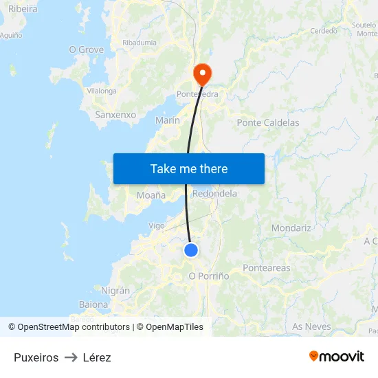 Puxeiros to Lérez map