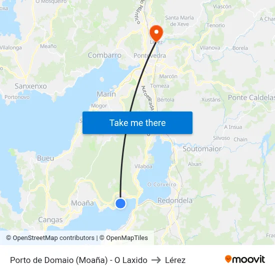 Porto de Domaio (Moaña) - O Laxido to Lérez map