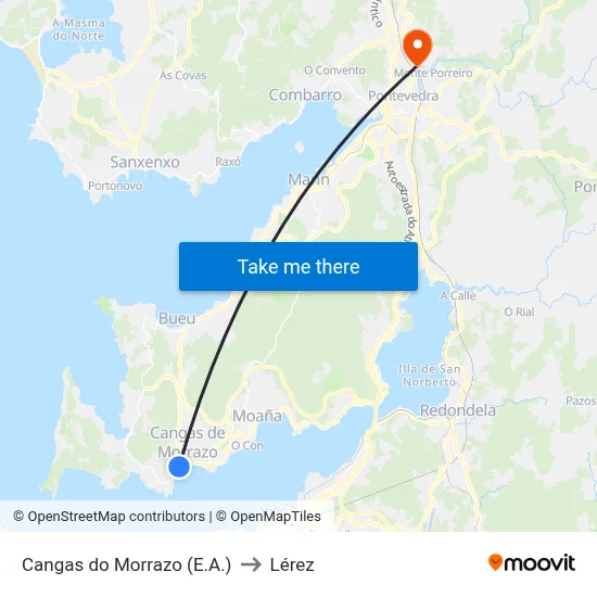 Cangas do Morrazo (E.A.) to Lérez map