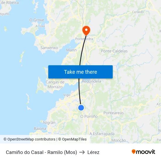 Camiño do Casal - Ramilo (Mos) to Lérez map
