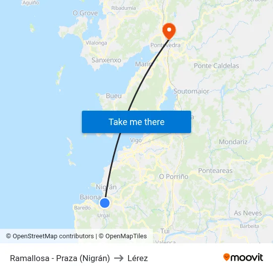 Ramallosa - Praza (Nigrán) to Lérez map