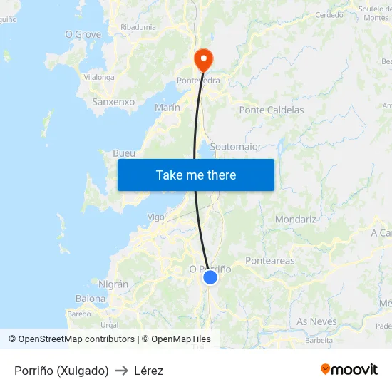 Porriño (Xulgado) to Lérez map