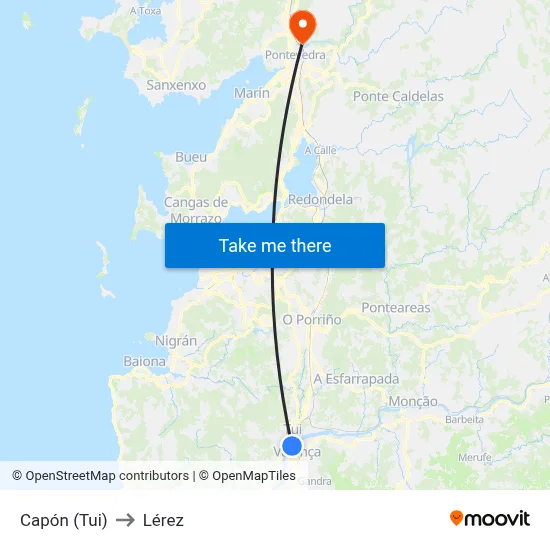 Capón (Tui) to Lérez map