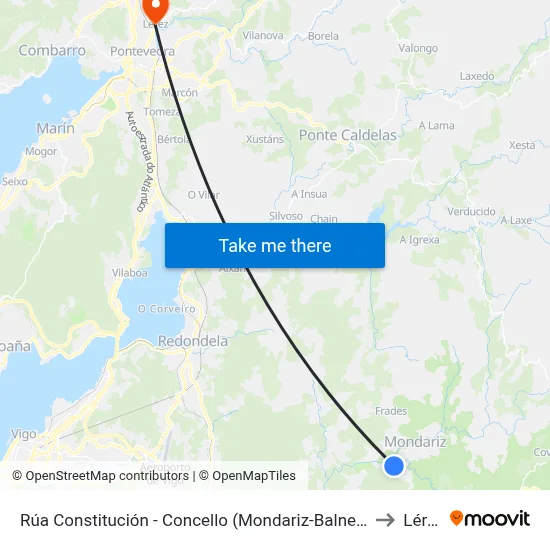 Rúa Constitución - Concello (Mondariz-Balneario) to Lérez map