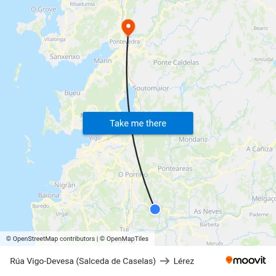 Rúa Vigo-Devesa (Salceda de Caselas) to Lérez map