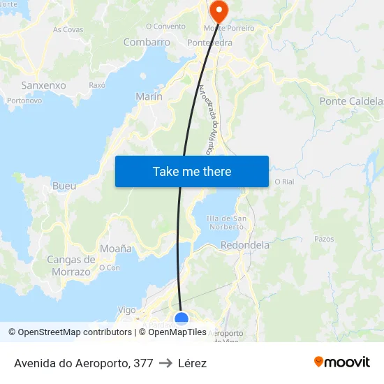 Avenida do Aeroporto, 377 to Lérez map