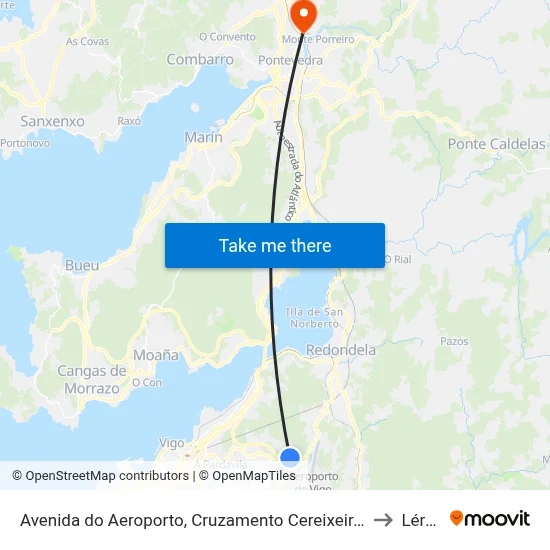 Avenida do Aeroporto, Cruzamento Cereixeiras to Lérez map