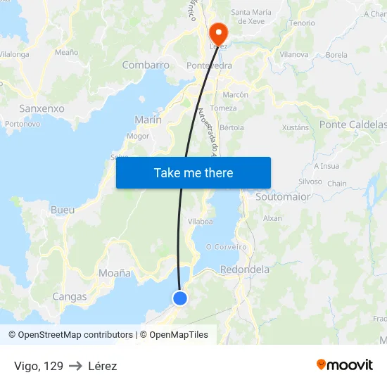 Vigo, 129 to Lérez map