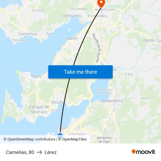 Camelias, 80 to Lérez map