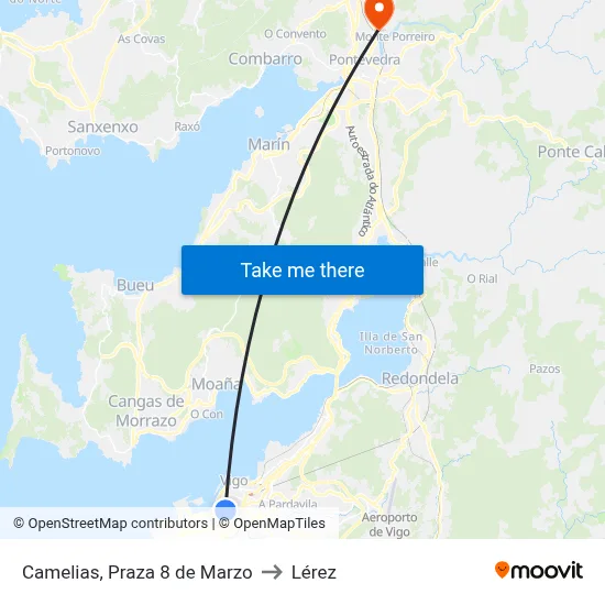 Camelias, Praza 8 de Marzo to Lérez map