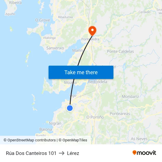 Rúa Dos Canteiros 101 to Lérez map