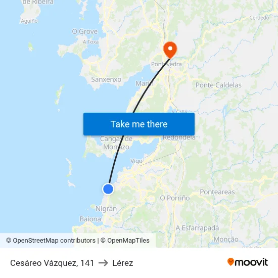 Cesáreo Vázquez, 141 to Lérez map