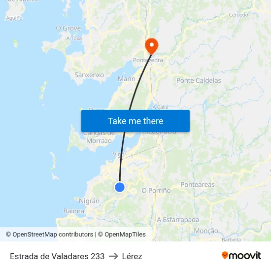 Estrada de Valadares 233 to Lérez map